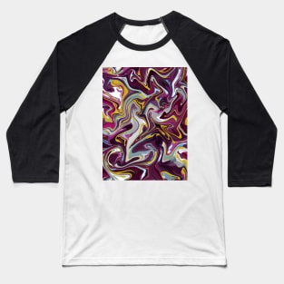 Luxe Living with Gold Silk Marble - Magenta, Blue, Grey Liquid Paint Pattern Baseball T-Shirt